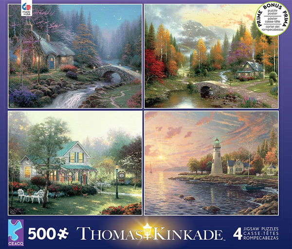 Ceaco - 4-in-1 Multi-Pack (4 x 500pc) Classic Collection by Thomas Kinkade Jigsaw Puzzle (2000 Pieces)