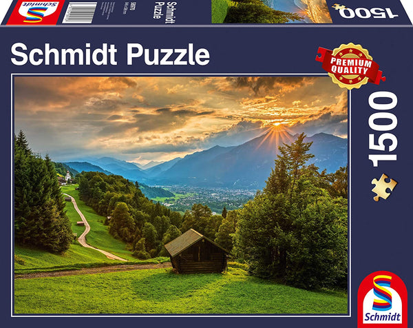 Schmidt - Sunset Over Mountain Wamberg Jigsaw Puzzle (1500 Pieces)