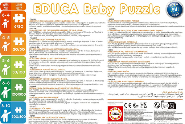 Educa - 4 Progressive Puzzles: Wild Animals 12+16+20+25pc Jigsaw Puzzle (73 Pieces)