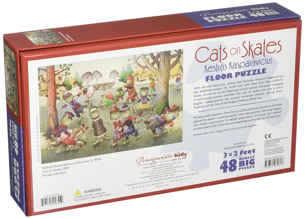 Pomegranate - Cats On Skates Floor Puzzle by Kestutis Kasparavicius Jigsaw Puzzle (48 Pieces)