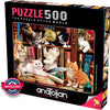 Anatolian - Kittens in the Library Jigsaw Puzzle (500 Pieces)
