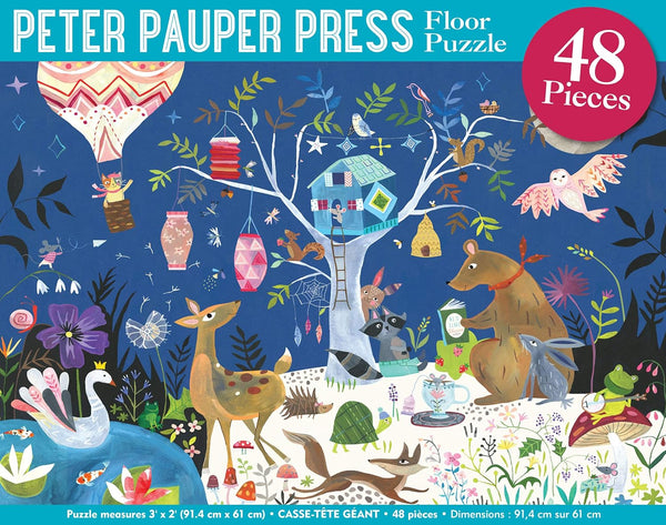Peter Pauper Press - Nighttime Forest Kids' Floor Puzzle Jigsaw Puzzle (48 Pieces)