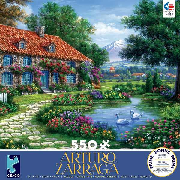 Ceaco Arturo Zarraga Cottage with Swans Jigsaw Puzzle (550 Piece)