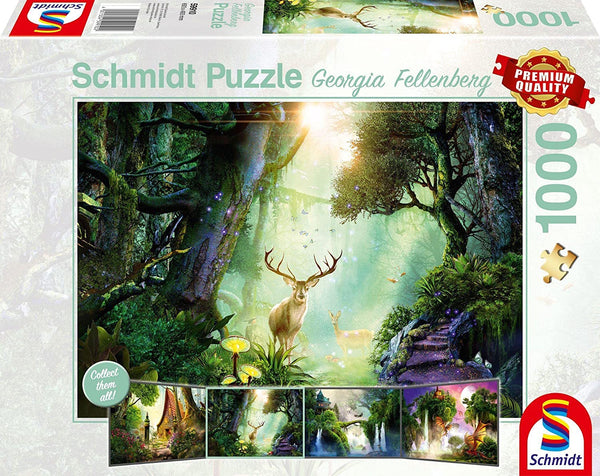Schmidt - Deer In The Forest by Georgia Fellenberg Jigsaw Puzzle (1000 Pieces)