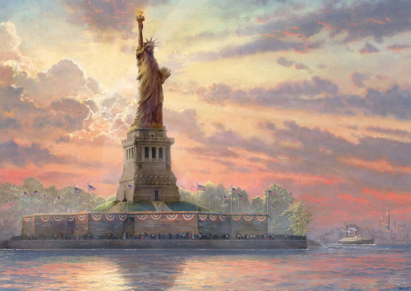 Schmidt - Thomas Kinkade - Statue of Liberty at Dusk Glow in The Dark Jigsaw Puzzle (1000 Pieces) 59498