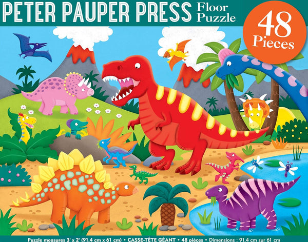 Peter Pauper Press - Dinosaurs Kids' Floor Puzzle Jigsaw Puzzle (48 Pieces)