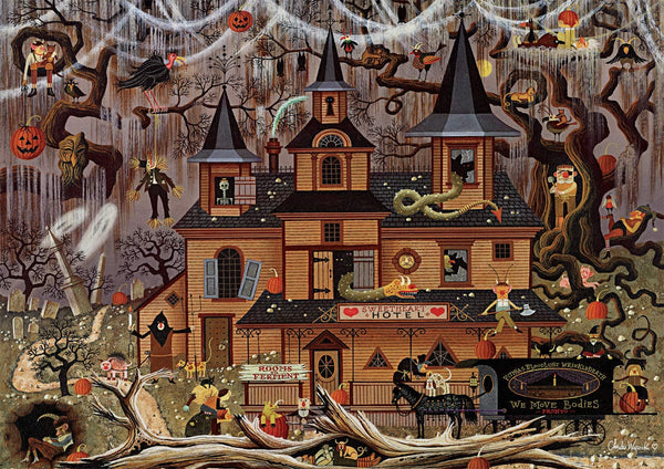 Buffalo Games Trick or Treat Hotel by Charles Wysocki Jigsaw Puzzle (500 Piece)