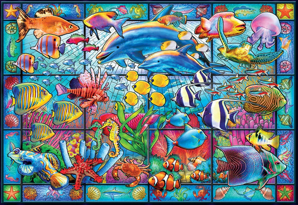 Buffalo Games - Stained Glass Aquarium - 2000 Piece Jigsaw Puzzle