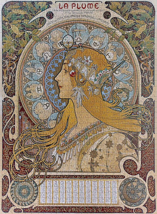 Pomegranate - Zodiac by Alphonse Mucha Jigsaw Puzzle (1000 Pieces)