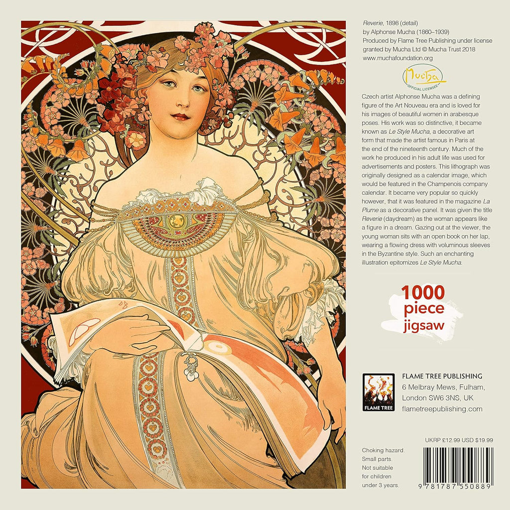 Flame Tree – Puzzle Artistico Per Adulti: Alphonse Mucha - Reverie, 1000 Pezzi, Con Poster A4