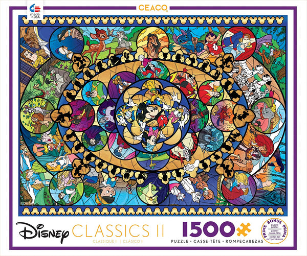 Ceaco Disney Oval Stained Glass Classic 2 Puzzle - 1500 Pieces