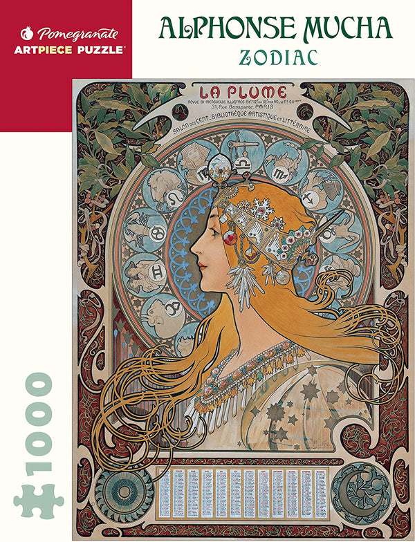 Pomegranate - Zodiac by Alphonse Mucha Jigsaw Puzzle (1000 Pieces)