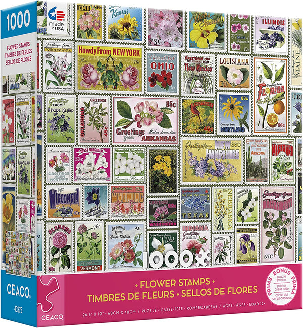 Ceaco - Stamps - Flowers Jigsaw Puzzle (1000 Pieces)