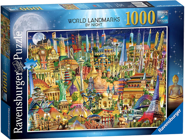 Ravensburger - Adrian Chesterman - World Landmarks by Night Jigsaw Puzzle (1000 pieces) 19843