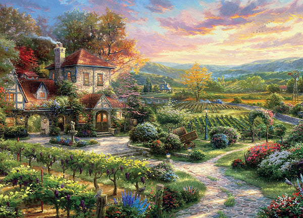 Ceaco - Thomas Kinkade 8 in 1 Multipack Jigsaw Puzzle Bundle Set - (2) Round 300, (4) 550, (1) 750, (1) 1000 Pieces, Kids and Adults