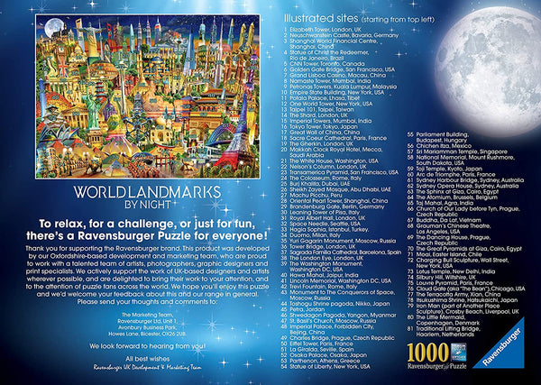 Ravensburger - Adrian Chesterman - World Landmarks by Night Jigsaw Puzzle (1000 pieces) 19843