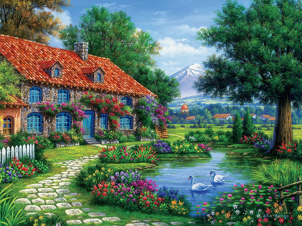 Ceaco Arturo Zarraga Cottage with Swans Jigsaw Puzzle (550 Piece)