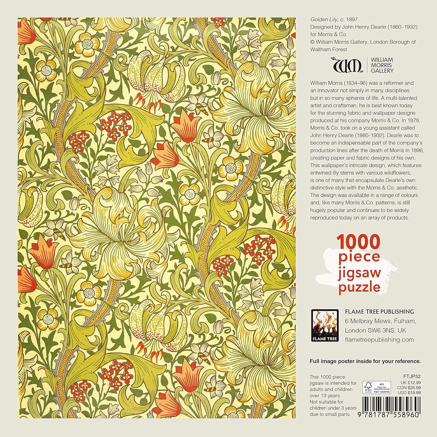William Morris Inspired Bird Nest Jigsaw Puzzle, Bird in a Forest William Morris Inspired Bird Nest Jigsaw Puzzle, Bird in a Forest