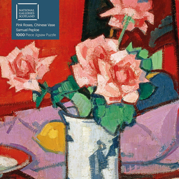 Flame Tree Studio - Pink Roses, Chinese Vase by Samuel Peploe Jigsaw Puzzle (1000 Pieces)