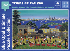 Blue Opal - Trains at the Zoo by Narelle Wildman Jigsaw Puzzle (1000 Pieces)