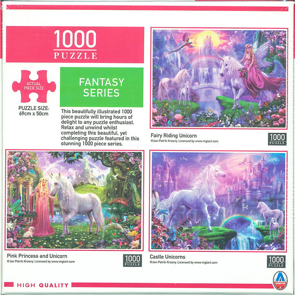 Arrow Puzzles - Fantasy Series - Pink Princess and Unicorn - 1000 Pieces