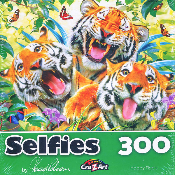 Selfies - Happy Tigers 300 Piece Jigsaw Puzzle by Howard Robinson