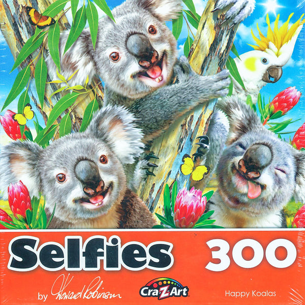 Selfies - Happy Koalas 300 Piece Jigsaw Puzzle by Howard Robinson
