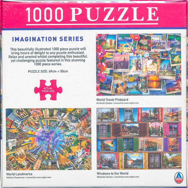 Arrow Puzzles - Imagination Series - World Travel Pinboard by Lillia Art Studios Jigsaw Puzzle (1000 Pieces)