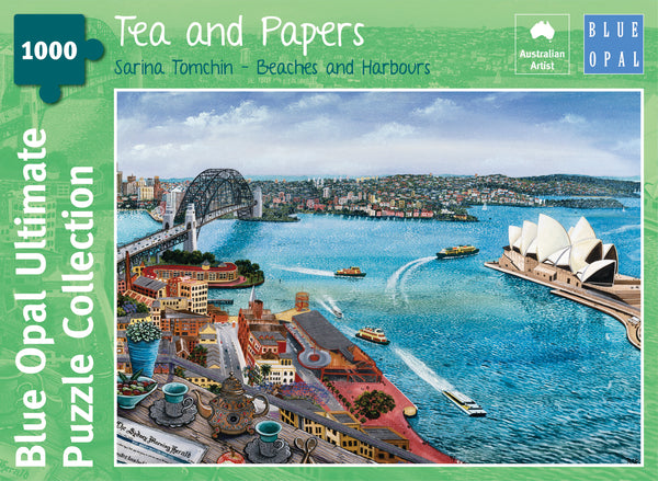 Blue Opal - Sarina Tomchin - Tea & Papers Jigsaw Puzzle (1000 pieces)