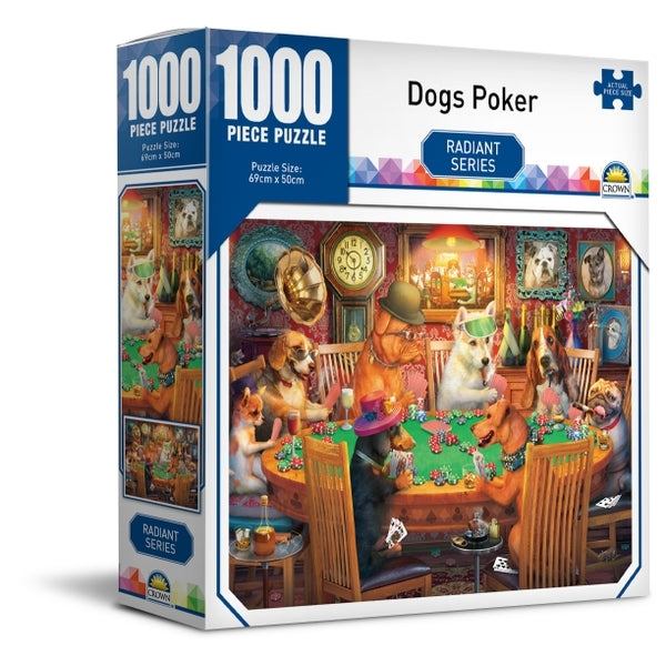 Crown - Radiant Series 2 - Dogs Poker Jigsaw Puzzle (1000 pieces)