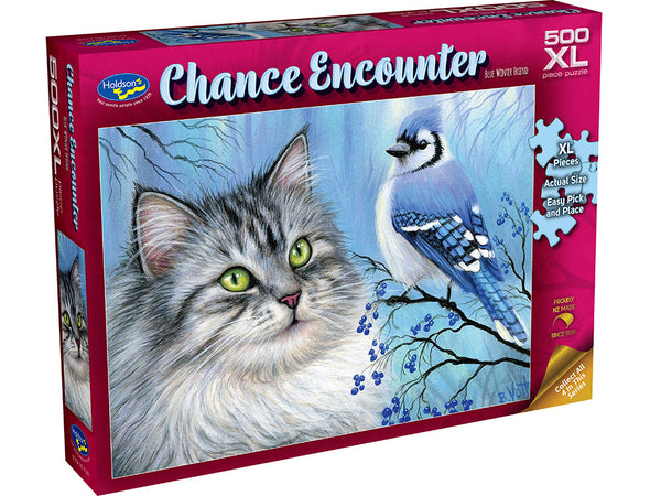 Holdson - Chance Encounter - Blue Winter Friend XL by Bridget Voth Jigsaw Puzzle (500 Pieces)