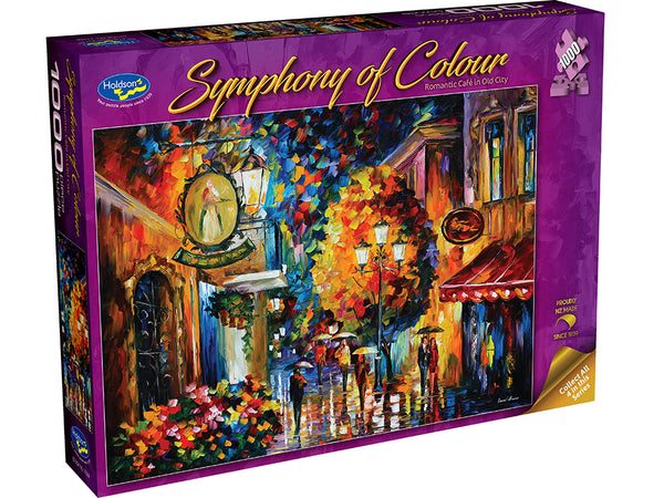 Holdson - Symphony of Colour - Romantic Cafe in Old City by Leonid Afremov Jigsaw Puzzle (1000 Pieces)