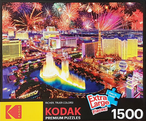 Kodak Premium Puzzles - Fireworks Over Las Vegas Strip Jigsaw Puzzle (1500 pieces)