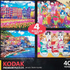 Kodak Premium Puzzles - Multipack 4-in-1 Jigsaw Puzzles ( 4 x 1000 pieces) - Traditional Old Buildings Amsterdam, Sugary Shakes, Cinque Terre Italy, Sneaky Kats 2