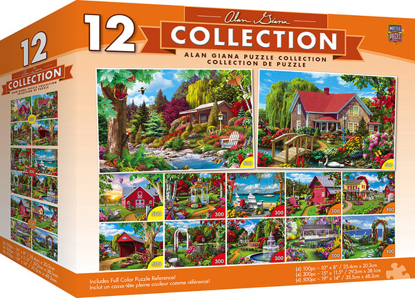 Masterpieces Puzzle 12 Pack Alan Giana 12 Pack Bundle Puzzles (100 x4, 300 x4 & 500 x4)