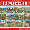 Masterpieces Puzzle 12 Pack Folk Art 12 Pack Bundle Puzzles (100 x4, 300 x4 & 500 x4)