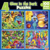Masterpieces Puzzle 4 Pack Glow in the Dark Blue Puzzle 100 pieces