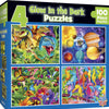 Masterpieces Puzzle 4 Pack Glow in the Dark Blue Puzzle 100 pieces