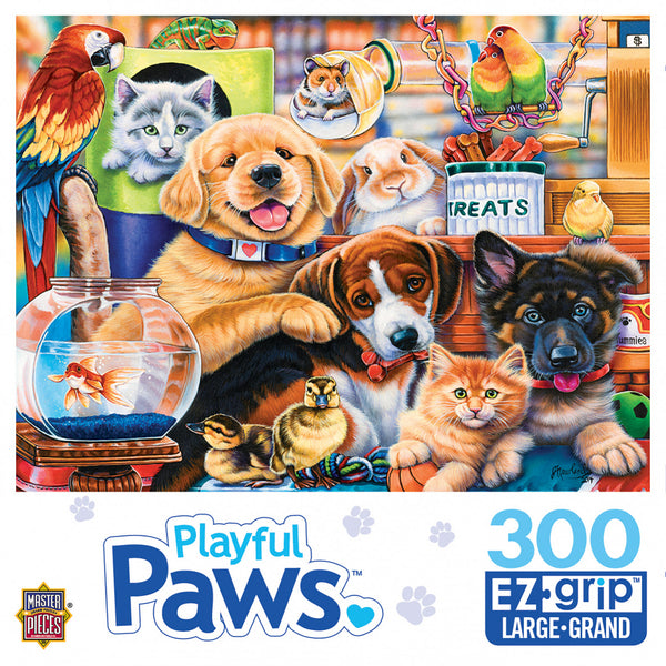 Masterpieces Puzzle Playful Paws Home Wanted Ez Grip Puzzle 300 pieces