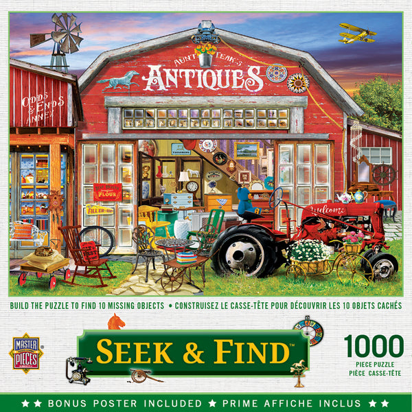 Masterpieces Puzzle Seek & Find Antiques for Sale Puzzle 1,000 pieces