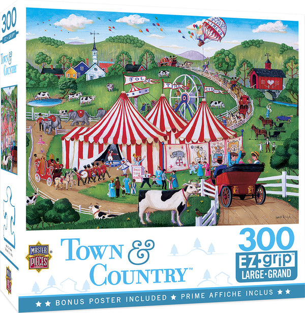 Masterpieces Puzzle Town & Country Jolly Time Circus Ez Grip Puzzle 300 pieces