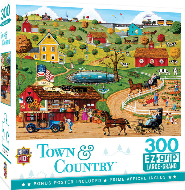 Masterpieces Puzzle Town & Country Share in the Harvest Ez Grip Puzzle 300 pieces