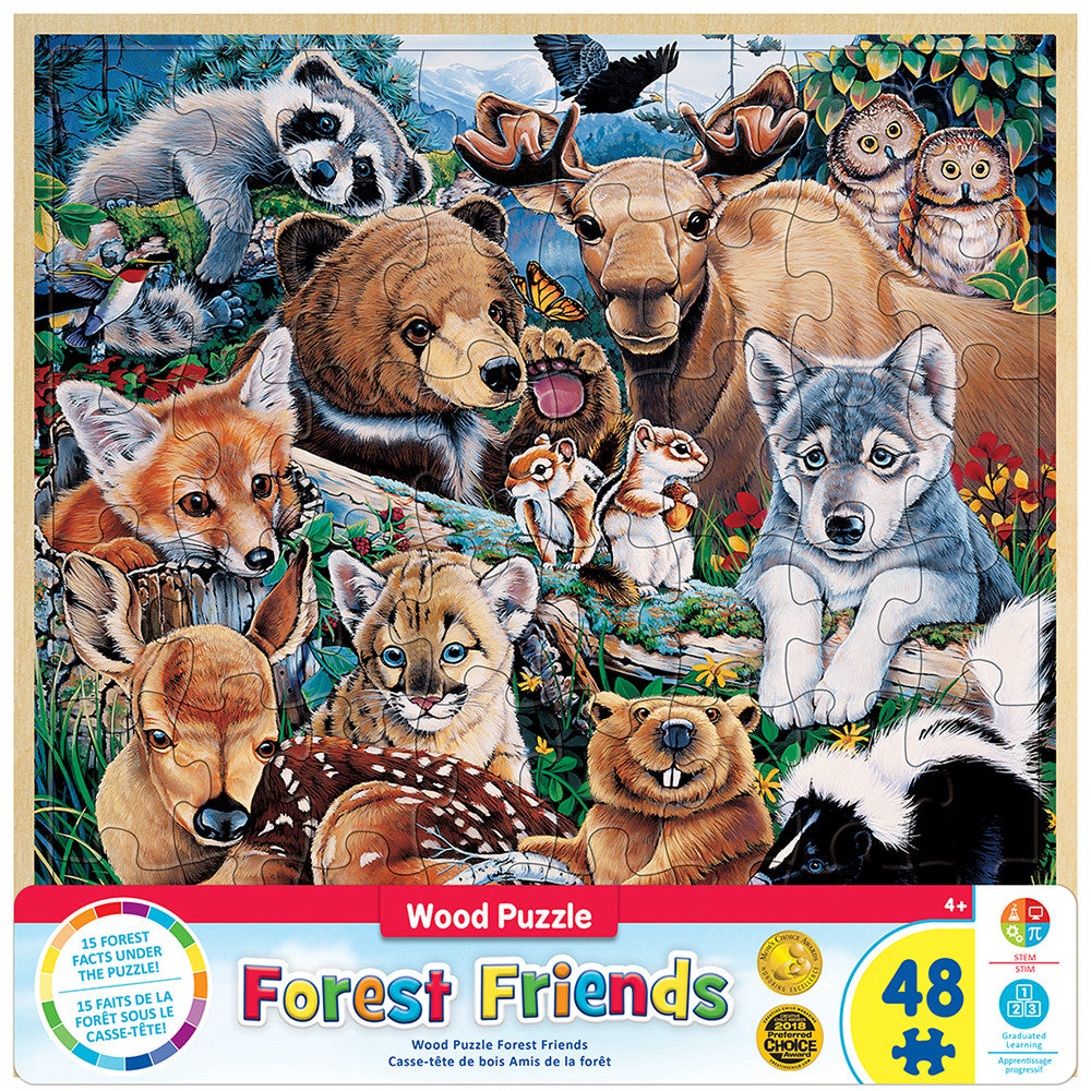 Masterpieces - Wood Fun Facts Forest Friends Jigsaw Puzzle (48 Pieces ...
