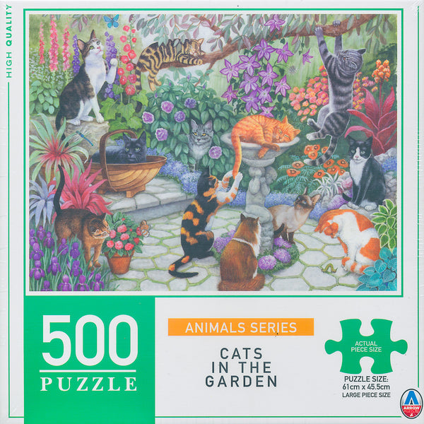 Arrow Puzzles - Animals Series - Cats in the Garden - 500 Piece Jigsaw Puzzle