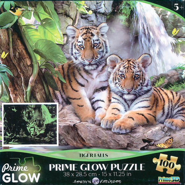 Prime 3D Puzzle - Prime Glow - Tiger Falls Jigsaw Puzzle (100 pieces)