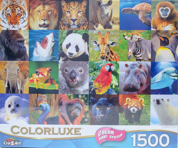 Colorluxe - Endangered Animals Collage 1500 Piece Jigsaw Puzzle