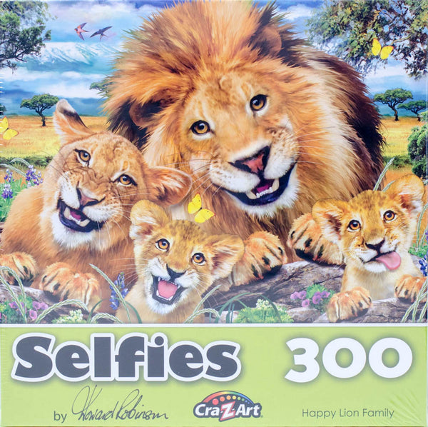 Selfies - Happy Lion Family 300 Piece Jigsaw Puzzle by Howard Robinson