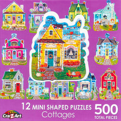 Cra-Z-Art - Mini Shaped  500 Piece Puzzles - 12 x Cottages