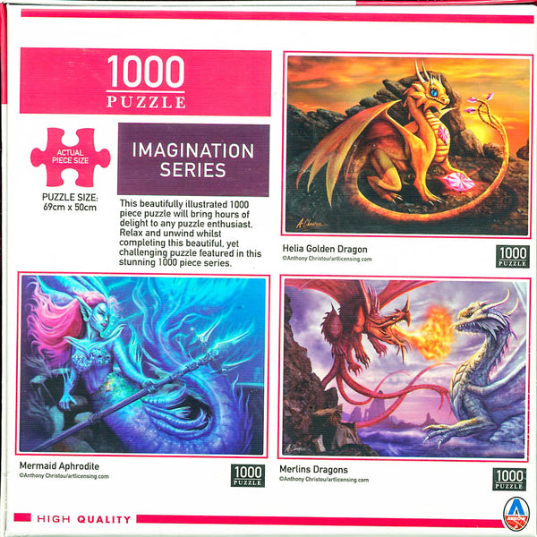 Arrow Puzzles - Imagination Series - Helia Golden Dragon - 1000 Piece Jigsaw Puzzle