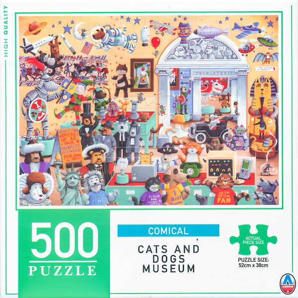 Arrow Puzzles - Comical - Cats and Dogs Museum - 500 Piece Jigsaw Puzzle